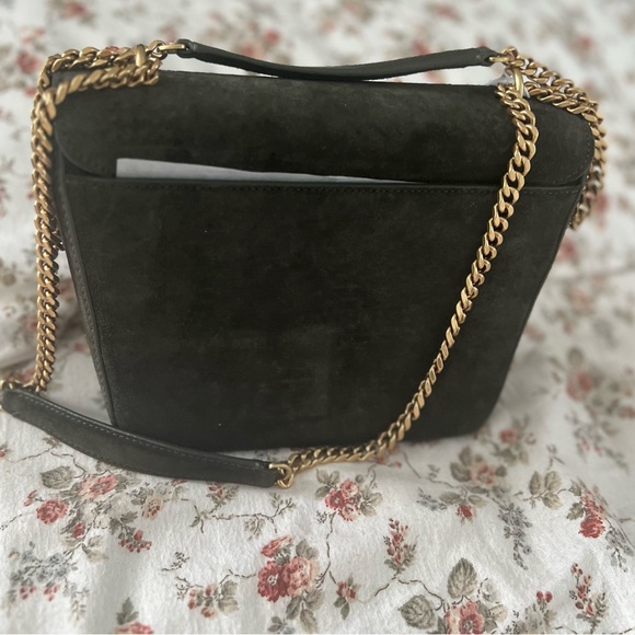 Veronica Beard Double Link Flap Suede Shoulder Bag - Picture 4 of 8